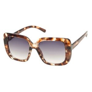 🆕 French Connection Tortoise & Silver Oversized Square UV Sunglasses